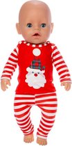Poppenkleertjes - Geschikt voor Baby Born - Kerst Pyjama - Rood met kerstman - Winter nachtkleding