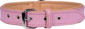 Luxe Halsband voor Honden - Echt Leer / Leder - Maat XXS - 39x2 cm - Roze