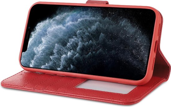 Bestcases Etui Portefeuille En Cuir Véritable Etui Pour Téléphone iPhone Xs Max - Rouge