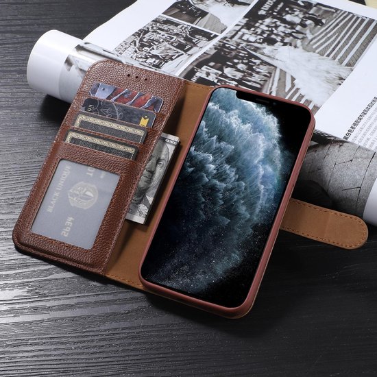Bestcases Etui Portefeuille En Cuir Véritable Etui Pour Téléphone iPhone Xs Max - Marron
