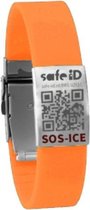 Safe-id Sos-armband Fluo Qr-code 22 Cm Siliconen Oranje/zilver