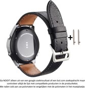 Zwart leren Bandje voor 20mm Smartwatches (zie compatibele modellen) van Samsung, Pebble, Garmin, Huawei, Moto, Ticwatch, Seiko, Citizen en Q – 20 mm black leather smartwatch strap