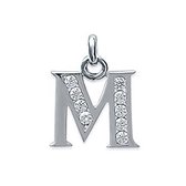 Blinx Jewels Zilveren Hanger Letter M Steentjes