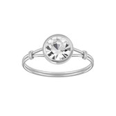 Ringen dames | Zilveren ring met kleurloze kristal