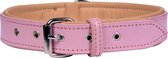 Luxe Halsband voor Honden - Echt Leer / Leder - Maat L - 58x2,5 cm - Roze