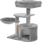 MIRA Home - Krabpaal voor katten - Klimboom - Kattenhuis - Kattenmand - Pluche - Lichtgrijs - 50x50x100