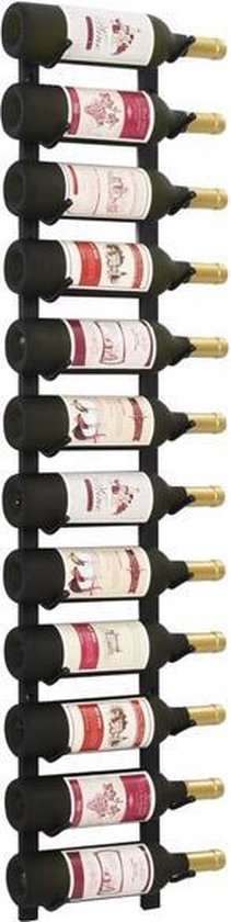Xaptovi Wijnrek wandmontage voor 12 flessen zwart metaal - wijnrek voor aan de muur