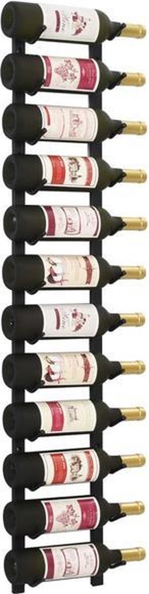 Wijnrek wandmontage voor 12 flessen zwart metaal - wijnrek voor aan de muur - XAPTOVi