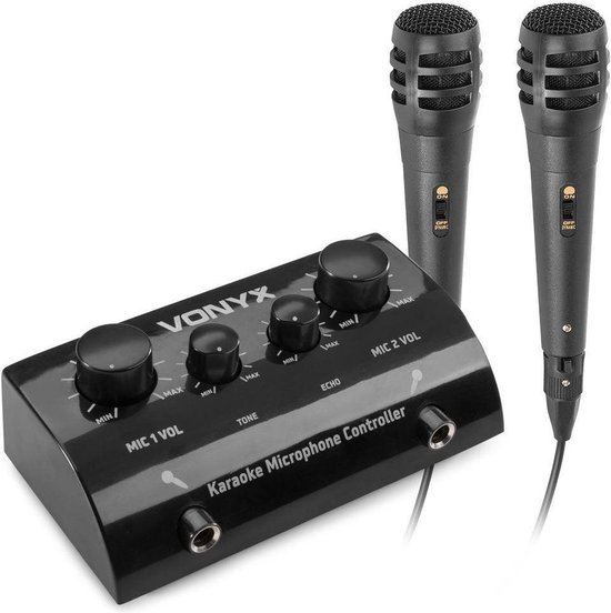 Karaoke set - Vonyx AV430B - Microfoons, mixer en kabel voor telefoon,  tablet of... | bol.com