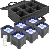 Kit d'éclairage sans fil - Ensemble complet d'éclairage Uplight BeamZ BBP94 avec 6 Uplights LED à piles dans un sac