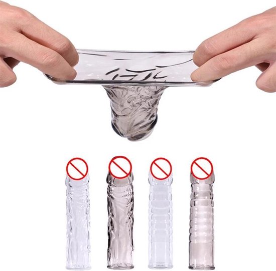 Herbruikbare siliconen condoom- extension sleeve penis- kristal | bol.com