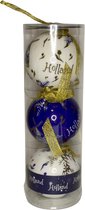 Kerstballen met molen in box - ter Steege - 3 stuks - blauw goud