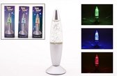 Colorchanging glitterlamp blauw-rood-paars-roos en groen LED licht | Lavalamp 18cm