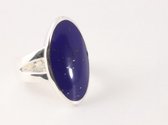 Ovale zilveren ring met lapis lazuli - maat 19.5