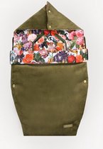 Ukje - Voetenzak Deluxe Maxi Cosi universeel - Comfortabel katoen - Groen bloemen