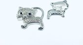 Damessjaal Magneet Broche | Poes | Schittersteentjes