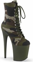 Pleaser Plateau Laarzen, Paaldans schoenen -37 Shoes- FLAMINGO-1020CAMO Paaldans schoenen Groen