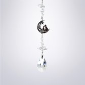 Raamhanger Suncatcher halve maan met poesjes  made with crystal from Swarovski