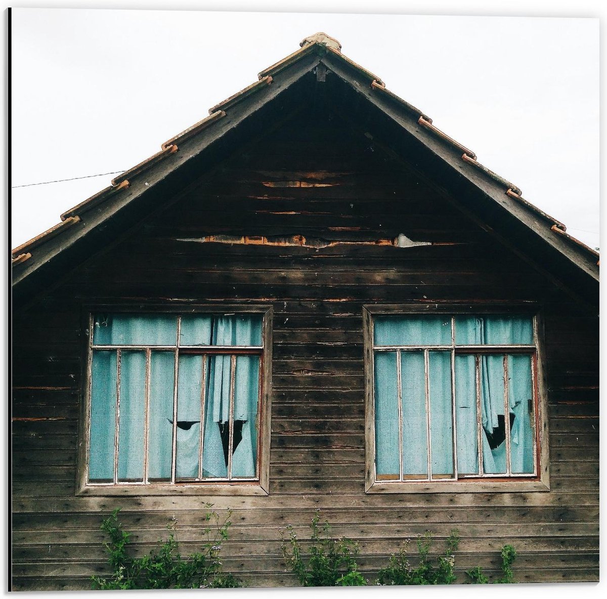 Dibond - Oud Houten Schuurtje - 50x50cm Foto op Aluminium (Wanddecoratie van metaal)