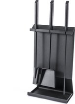 Haardset "Deens design" 3-delig zwart Needle met schep, bezem en pook - haardset - houtkachel - 3-delig