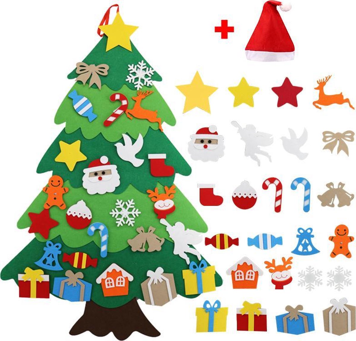 Vilten Kerstboom voor Kinderen - Mini Kerstboom - Kersthangers - Kinder Kerstcadeau - Kerstversiering - Kerstdecoratie