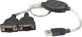 Manhattan Aansluitkabel Serieel, USB 1.1 [2x D-sub stekker 9-polig - 1x USB-A 2.0 stekker] 0.45 m Zwart, Zilver
