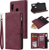 Luxe Telefoonhoesje voor Samsung Galaxy A20s | Hoogwaardig Leren Bookcase | Lederen Wallet Case | Luxe Uitstraling | Pasjeshouder 6 stuks | Portemonnee | Rits | Rood