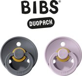 BIBS Fopspeen - Maat 2 (6-18 maanden) DUOPACK - Iron & Dusty Lilac - BIBS tutjes - BIBS sucettes