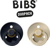 BIBS Fopspeen - Maat 2 (6-18 maanden) DUOPACK - Dark Denim & Sand - BIBS tutjes - BIBS sucettes