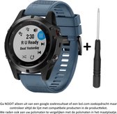 Donkergrijs / Blauw Siliconen sporthorloge bandje 26mm Quickfit Compatibel voor Garmin Fenix 3 / 3 HR / 3 Sapphire / 5X / 6X, D2, Quatix 3, Tactix, Descent MK1, Foretrex 601 en 701