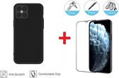 2-In-1 Screenprotector Hoesje  Bescherming Protector Set Geschikt Voor Apple iPhone 12 Pro Max (6.7 Inch) - Full Cover 3D Tempered Glass Screen Protector Met Siliconen Back Bescherm Hoes Cove