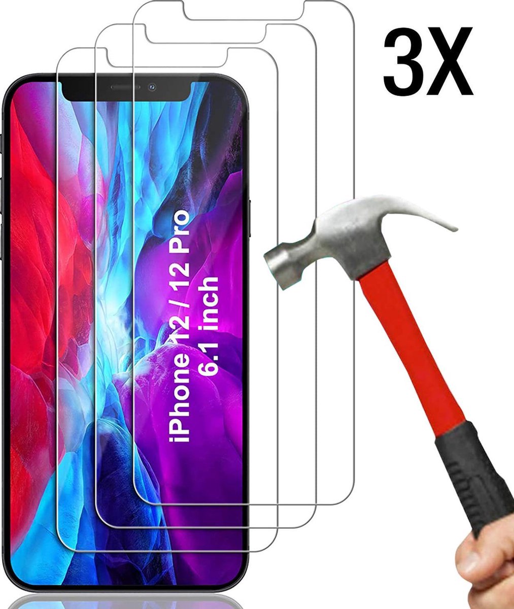 Screenprotector geschikt voor iPhone 12 / iPhone 12 PRO Screenprotector 3X - Tempered Glass - Case friendly screen protector - 3PACK voordeelpack - EPICMOBILE