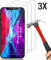 iPhone 12 / iPhone 12 PRO Screenprotector 3X - Tempered Glass  - Case friendly screen protector - 3PACK voordeelpack - EPICMOBILE