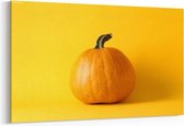 Schilderij - Pumpkin on yellow background — 100x70 cm