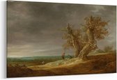 Schilderij - Landschap met twee eiken — 100x70 cm