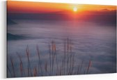 Schilderij - Zee van wolken @ zonsondergang — 100x70 cm