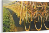Schilderij - Groep fietsers onderweg — 100x70 cm