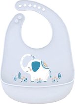 Bavoirs en silicone avec plateau de collecte - imperméable - doux - bébé et enfant en bas âge - gris - éléphant