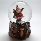 Sneeuwbol kerst eland-kerstman met kerstkrans 7cm hoog