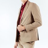 Suit Kostuum Gestreepte Beige Giuliano Uomo Heren Tweedelig pak Maat EU50