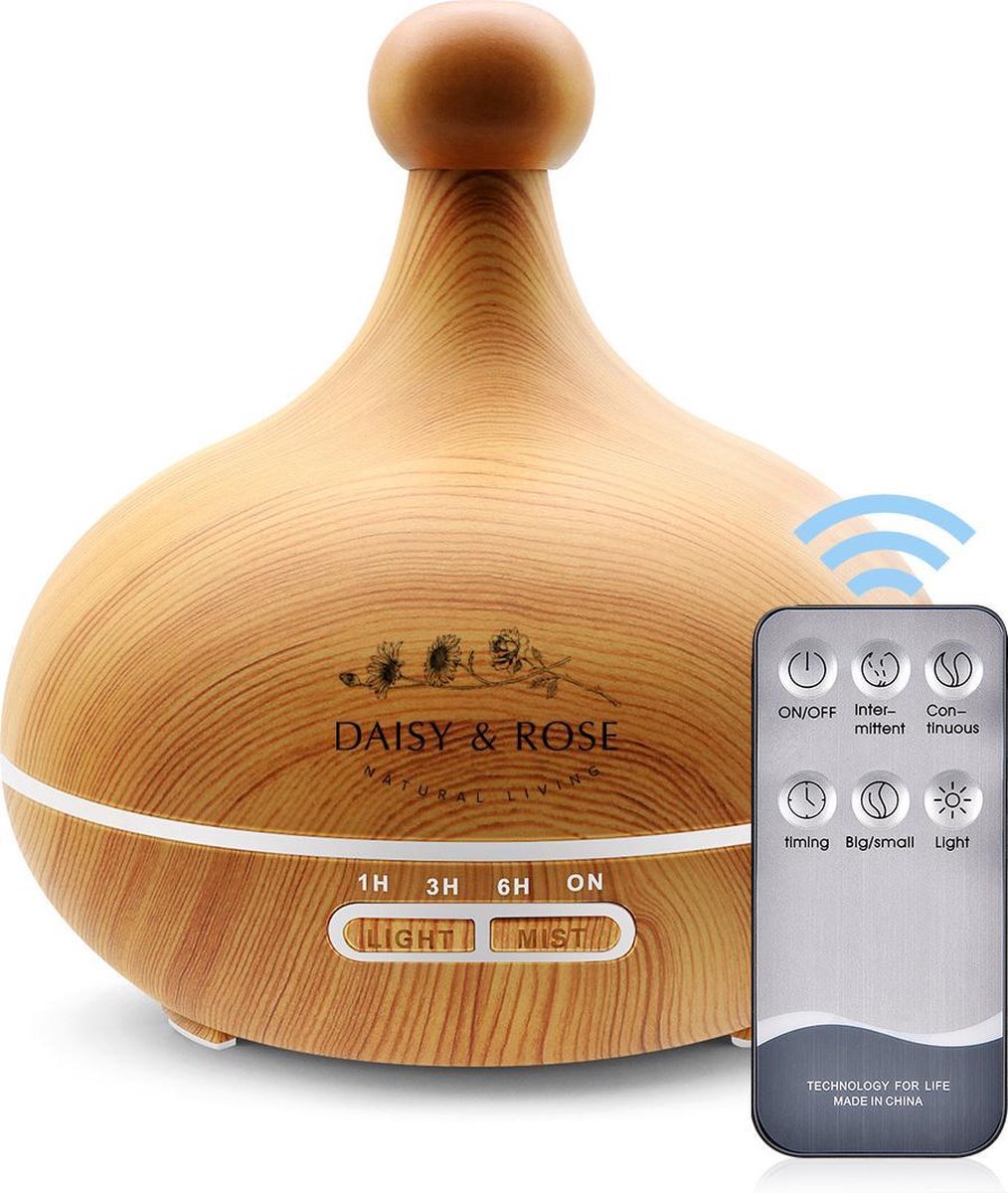 Daisy & Rose - Aroma Diffuser met afstandsbediening - Luchtbevochtiger - Aromatherapie - Vernevelaar - Geurverspreider - Diffuser - Lichtbruin