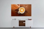 Schilderij - Koffie en koffiebonen — 100x70 cm