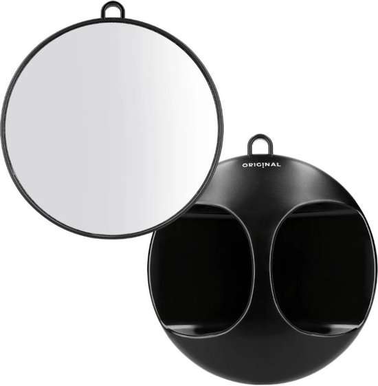Femas Handspiegel - Hand Mirror - Kappersspiegel - 29 cm Rond  - Zwart