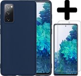 Samsung S20 FE Hoesje Siliconen Case - Samsung Galaxy S20 FE Hoes Donkerblauw Met Screenprotector