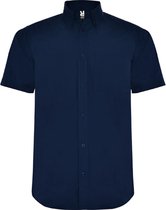 Overhemd met Korte Mouwen - Marineblauw - XXL