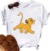 T-Shirt met Simba - Maat XS - Witte T-Shirt - The Lion King T-Shirt - Tekenfilm T-Shirt