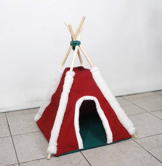 Pochon Pet - Tipi Tent - Rood/Wit - 70 x 50 x 50 cm - Dierentent - Tent voor Huisdieren