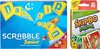 Afbeelding van het spelletje Spellenbundel - Bordspel - 2 Stuks - Mattel Scrabble Junior & Skip-Bo Junior