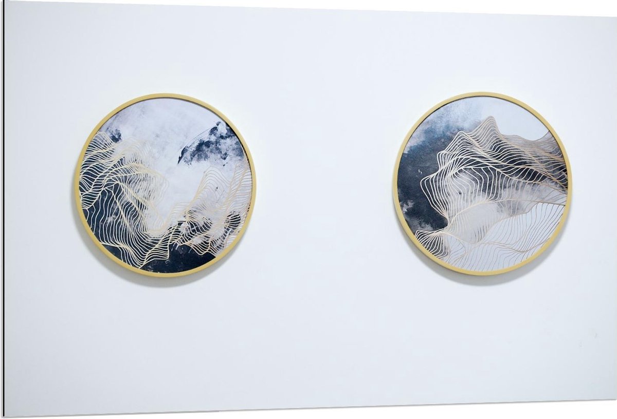 Dibond - Twee Abstracte Schilderijtjes aan de Muur - 120x80cm Foto op Aluminium (Wanddecoratie van metaal)