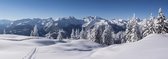 Kerstdorpachtergrond - 60x169 cm - sticker - winterlandschap